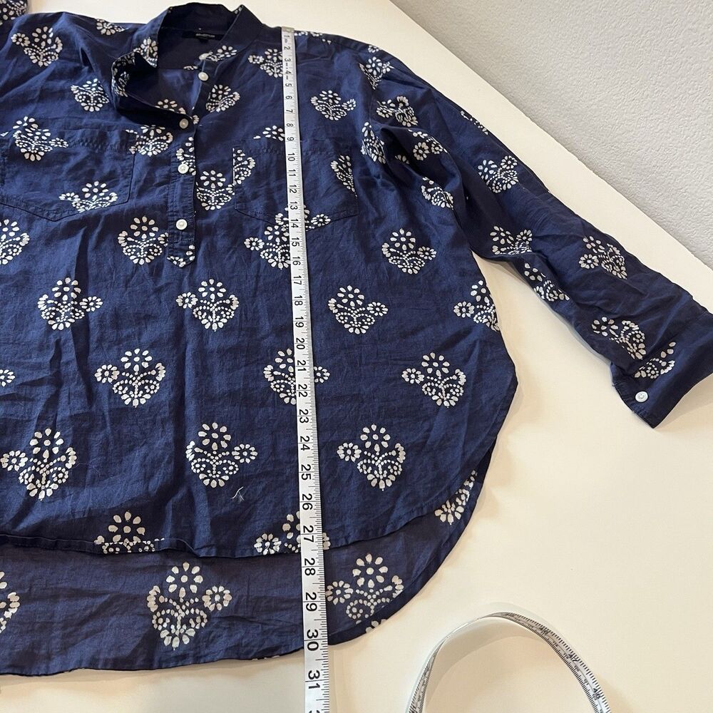 Madewell Blouse Womens Medium Blue Long Sleeve Floral Popover Top Boho Indie - Picture 6 of 6